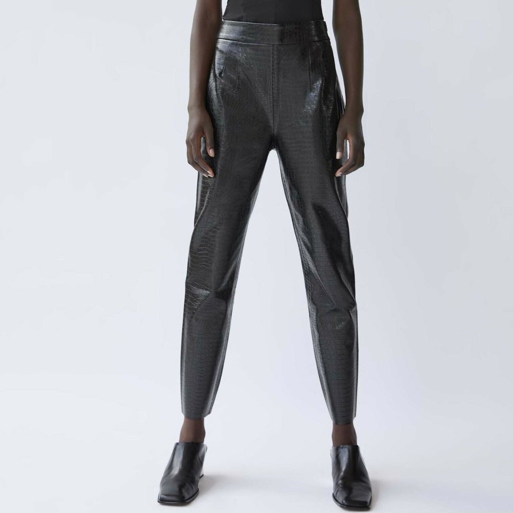 ZARA ANIMAL PRINT FAUX LEATHER SKINNY FIT TROUSERS - Picture 5 of 6